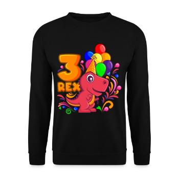 3 REX anniversaire DINO 3 ans dinosaure - Sweat-shirt Unisexe - noir - Devant - Alina (178cm) & Michal (187cm)