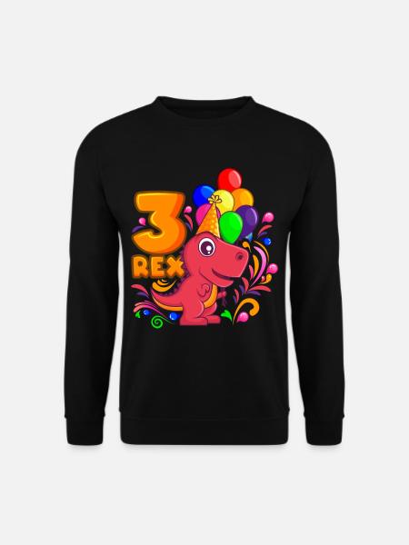3 REX DINO birthday 3 years dinosaur - Unisex Sweatshirt - black