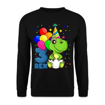3 REX anniversaire DINO 3 ans dinosaure - Sweat-shirt Unisexe - noir - Devant - Alina (178cm) & Michal (187cm)