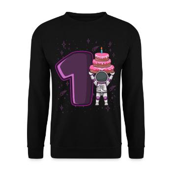 I'M ALREADY 1 1 birthday space 1 year - Unisex Sweatshirt - black - Front - Alina (178cm) & Michal (187cm)