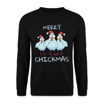 Merry Chickmas - Unisex Pullover - Schwarz - Vorne - Alina (178cm) & Michal (187cm)