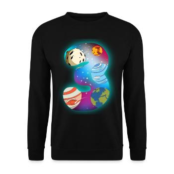 JE SUIS 3 3 anniversaire Garçon 3 ans espace - Sweat-shirt Unisexe - noir - Devant - Alina (178cm) & Michal (187cm)