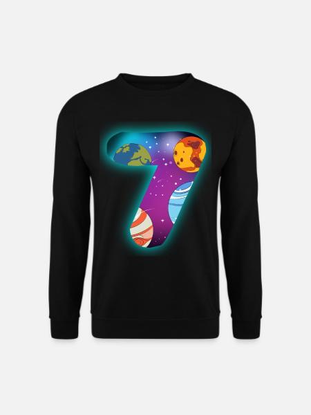 WELTRAUM 7 GEBURTSTAG 7 Jahre 7 Geburtstag - Unisex Pullover - Schwarz