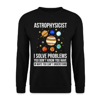 Astrophysiker Astrophysik Astronomie Teleskop - Unisex Pullover - Schwarz - Vorne - Alina (178cm) & Michal (187cm)