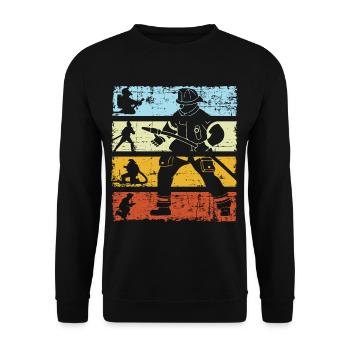 Firefighter Firefighter Firefighter Retro - Unisex Sweatshirt - black - Front - Alina (178cm) & Michal (187cm)