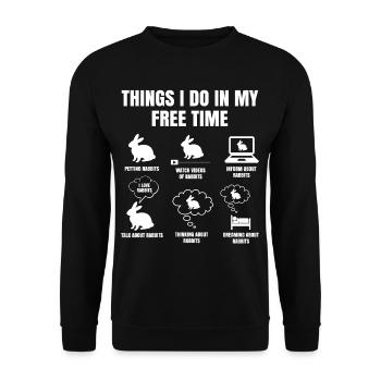 Les choses Que Je Dans Mon Temps Libre Fais des lapins - Sweat-shirt Unisexe - noir - Devant - Alina (178cm) & Michal (187cm)
