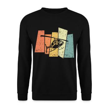 Vintage Helikopter Heli Retro Hubschrauber Piloten - Unisex Pullover - Schwarz - Vorne - Alina (178cm) & Michal (187cm)