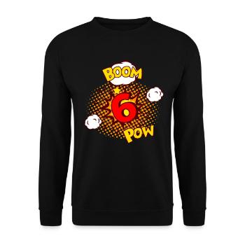 BD ANNIVERSAIRE 6 ans garçon 6 ans - Sweat-shirt Unisexe - noir - Devant - Alina (178cm) & Michal (187cm)