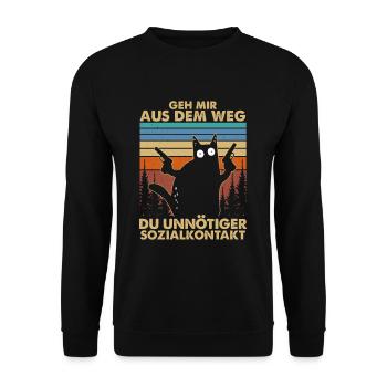 Geh mir aus dem Weg du unnötiger Sozialkontakt - Unisex Pullover - Schwarz - Vorne - Alina (178cm) & Michal (187cm)