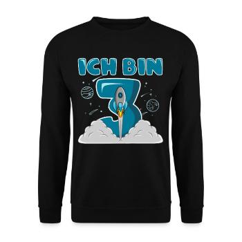 3 Geburtstag ICH BIN SCHON 3 3 Jahre Junge Rakete - Unisex Pullover - Schwarz - Vorne - Alina (178cm) & Michal (187cm)