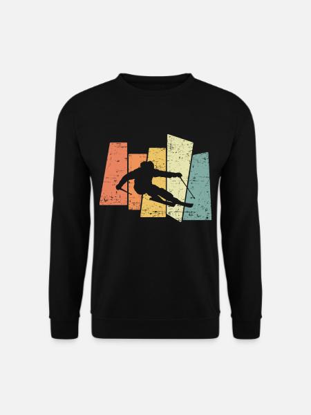 Vintage Retro Skifahren Geschenk für Skifahrer - Unisex Pullover - Schwarz