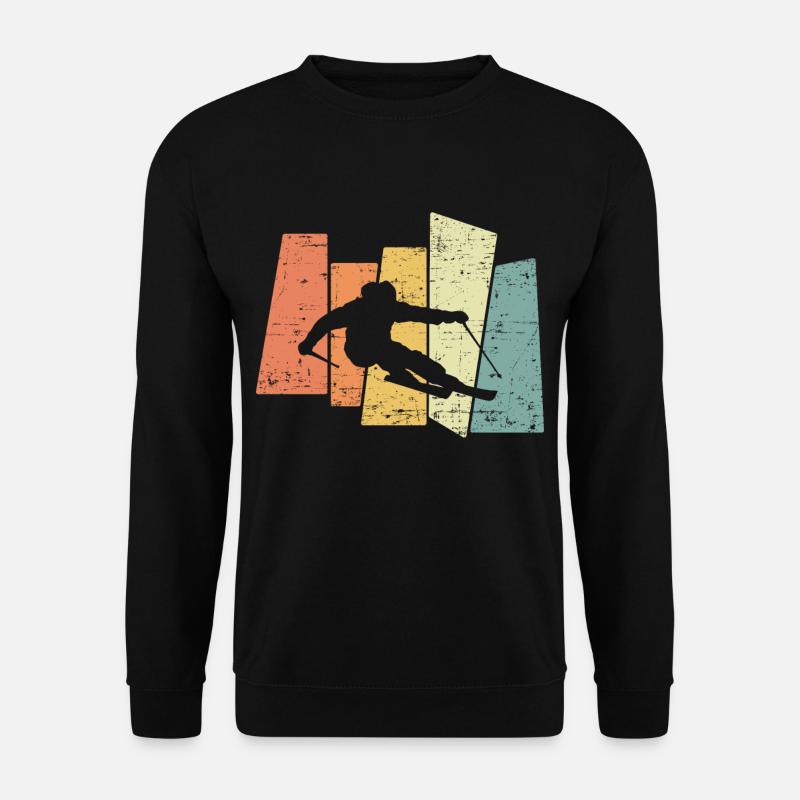 Vintage Retro Skifahren Geschenk für Skifahrer - Unisex Pullover - Schwarz