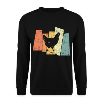 Retro Chicken I Chicken Farmer - Unisex Sweatshirt - black - Front - Alina (178cm) & Michal (187cm)