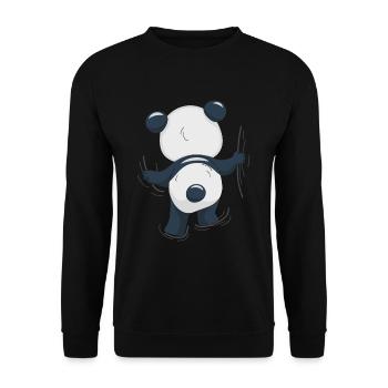 Climbing Panda Bear - Cute Panda - Unisex Pullover - Schwarz - Vorne - Alina (178cm) & Michal (187cm)