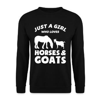 Just a girl who loves horses & goats - Unisex Pullover - Schwarz - Vorne - Alina (178cm) & Michal (187cm)