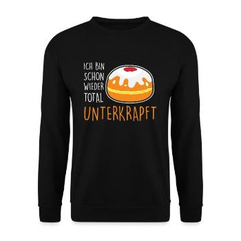 Krapfen Kostüm Fasching Total Unterkrapft - Unisex Pullover - Schwarz - Vorne - Alina (178cm) & Michal (187cm)