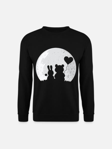 Hase und Bär Liebespaar Hasi Bärli Paar Vollmond - Unisex Pullover - Schwarz