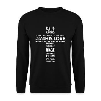 Jesus Cross My Friend Partner Defender God Savior - Unisex Pullover - Schwarz - Vorne - Alina (178cm) & Michal (187cm)