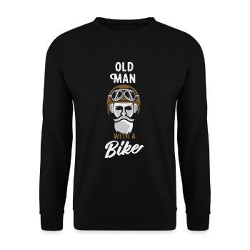 Alter Mann Motorrad Club Vintage Grunge Biker - Unisex Pullover - Schwarz - Vorne - Alina (178cm) & Michal (187cm)