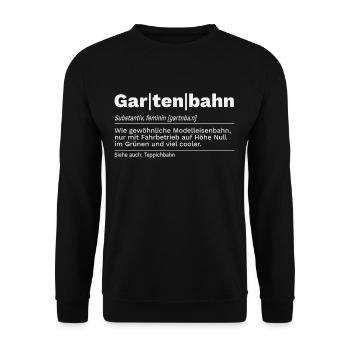 Gartenbahn Modelleisenbahn Spur G Teppichbahn H0 - Unisex Pullover - Schwarz - Vorne - Alina (178cm) & Michal (187cm)