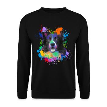 Border Collie Chien amoureux des animaux Chiens Peinture à l’eau - Sweat-shirt Unisexe - noir - Devant - Alina (178cm) & Michal (187cm)
