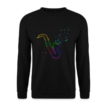 Saxophone rétro Notes de musique Instrument de musique - Sweat-shirt Unisexe - noir - Devant - Alina (178cm) & Michal (187cm)