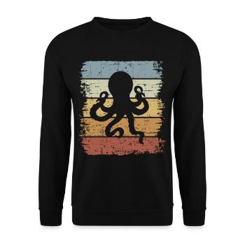 Retro Octopus - Unisex Pullover - Schwarz - Vorne - Alina (178cm) & Michal (187cm)