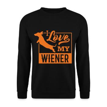 Ich Liebe Meinen Dackel Dachshund Teckel - Unisex Pullover - Schwarz - Vorne - Alina (178cm) & Michal (187cm)