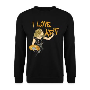 I Love Art - Unisex Pullover - Schwarz - Vorne - Alina (178cm) & Michal (187cm)