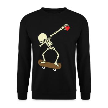 Skeleton Skateboard Dabbing Skate Skeleton Heart - Sweat-shirt Unisexe - noir - Devant - Alina (178cm) & Michal (187cm)