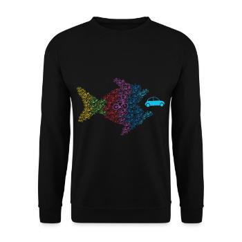Poisson mange voiture vélo cycliste environnement climat - Sweat-shirt Unisexe - noir - Devant - Alina (178cm) & Michal (187cm)