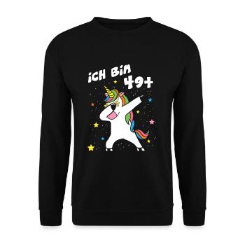 Je suis 49 Licorne Dab Dabbing Unicorn - Sweat-shirt Unisexe - noir - Devant - Alina (178cm) & Michal (187cm)