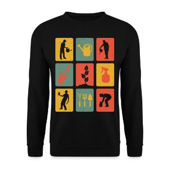 Jardiniers vintage Jardin jardin arrosoir - Sweat-shirt Unisexe - noir - Devant - Alina (178cm) & Michal (187cm)