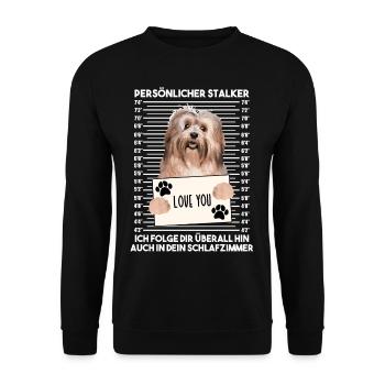 Havaneser Persönlicher Stalker Hunde Besitzer - Unisex Pullover - Schwarz - Vorne - Alina (178cm) & Michal (187cm)