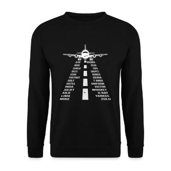 Phonetic Alphabet Pilot Airplane - Unisex Sweatshirt - black - Front - Alina (178cm) & Michal (187cm)