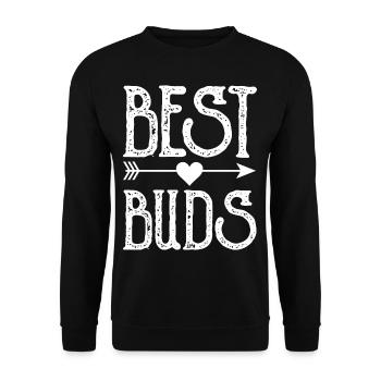 Best Buds Best Friend Friendship Sayings - Unisex Sweatshirt - black - Front - Alina (178cm) & Michal (187cm)