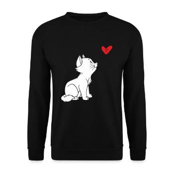 Cat Heart - Cute cat apparel for cat lovers - Unisex Pullover - Schwarz - Vorne - Alina (178cm) & Michal (187cm)