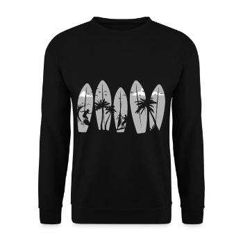 Surfing Surfboard Vintage Retro Surfboarder Surfer - Unisex Pullover - Schwarz - Vorne - Alina (178cm) & Michal (187cm)