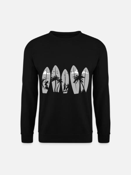 Surfing Surfboard Vintage Retro Surfboarder Surfer - Unisex Pullover - Schwarz