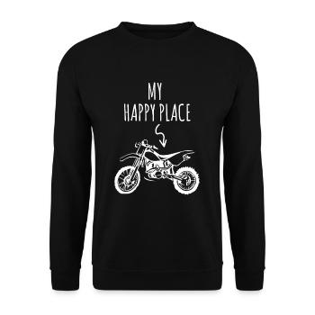 Motocross My Happy Place for Motocross Riders - Unisex Sweatshirt - black - Front - Alina (178cm) & Michal (187cm)