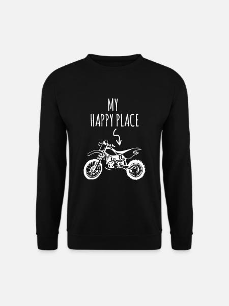Motocross My Happy Place für Motocrossfahrer - Unisex Pullover - Schwarz