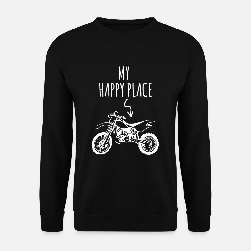 Motocross My Happy Place für Motocrossfahrer - Unisex Pullover - Schwarz