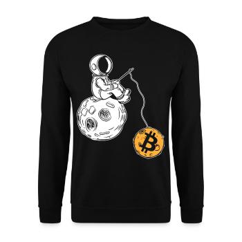 Astronaut Fishing Moon Bitcoin Crypto currency - Unisex Sweatshirt - black - Front - Alina (178cm) & Michal (187cm)