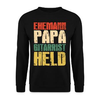 Ehemann Papa Gitarrist Held Gitarrenspieler Papa - Unisex Pullover - Schwarz - Vorne - Alina (178cm) & Michal (187cm)