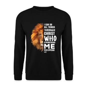 I Can Do All Things Through Christ Religious Lion - Sweat-shirt Unisexe - noir - Devant - Alina (178cm) & Michal (187cm)