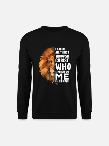 I Can Do All Things Through Christ Religious Lion - Unisex Pullover - Schwarz