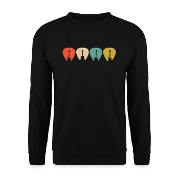 Guitar plectrum for guitarists guitarist retro - Unisex Sweatshirt - black - Front - Alina (178cm) & Michal (187cm)