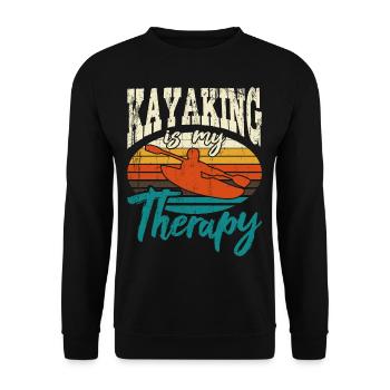 Kayaking Is My Therapy Kajak Kajakfahrer Kayak - Unisex Pullover - Schwarz - Vorne - Alina (178cm) & Michal (187cm)