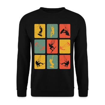 Retro Kite Surfer Kitsurfing Kiter Water Sports - Unisex Sweatshirt - black - Front - Alina (178cm) & Michal (187cm)