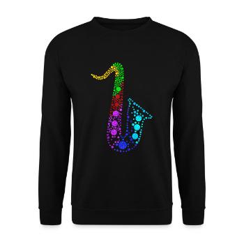 Retro Saxophone Musical Instrument Circular Shape - Unisex Pullover - Schwarz - Vorne - Alina (178cm) & Michal (187cm)